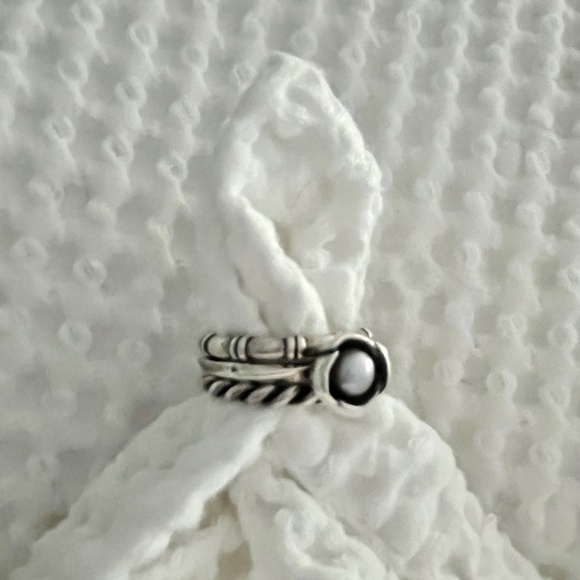 Pandora Sterling Silver and Grey Pearl 3 Ring Set Size 8 - Picture 11 of 16